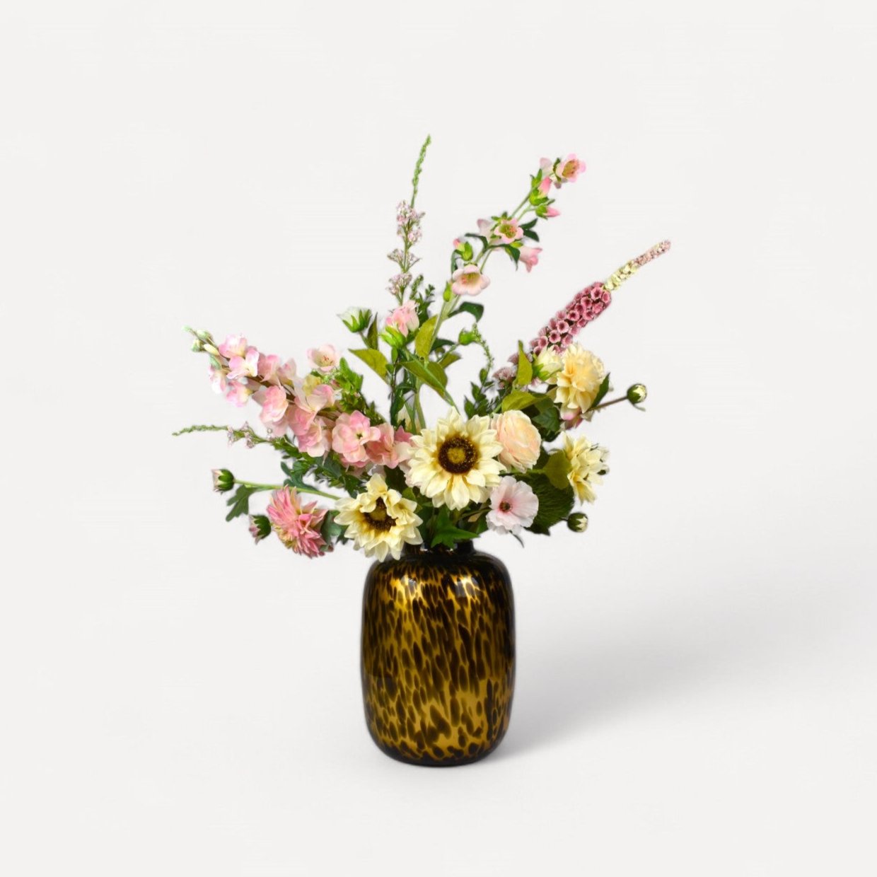 zalm crème zijden bloemen boeket voor