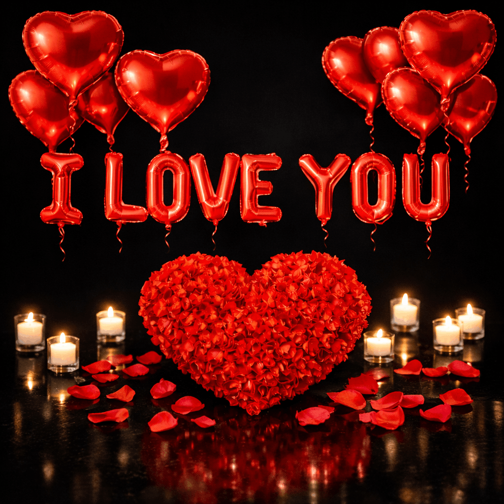 Luftballons + Rosenblätter