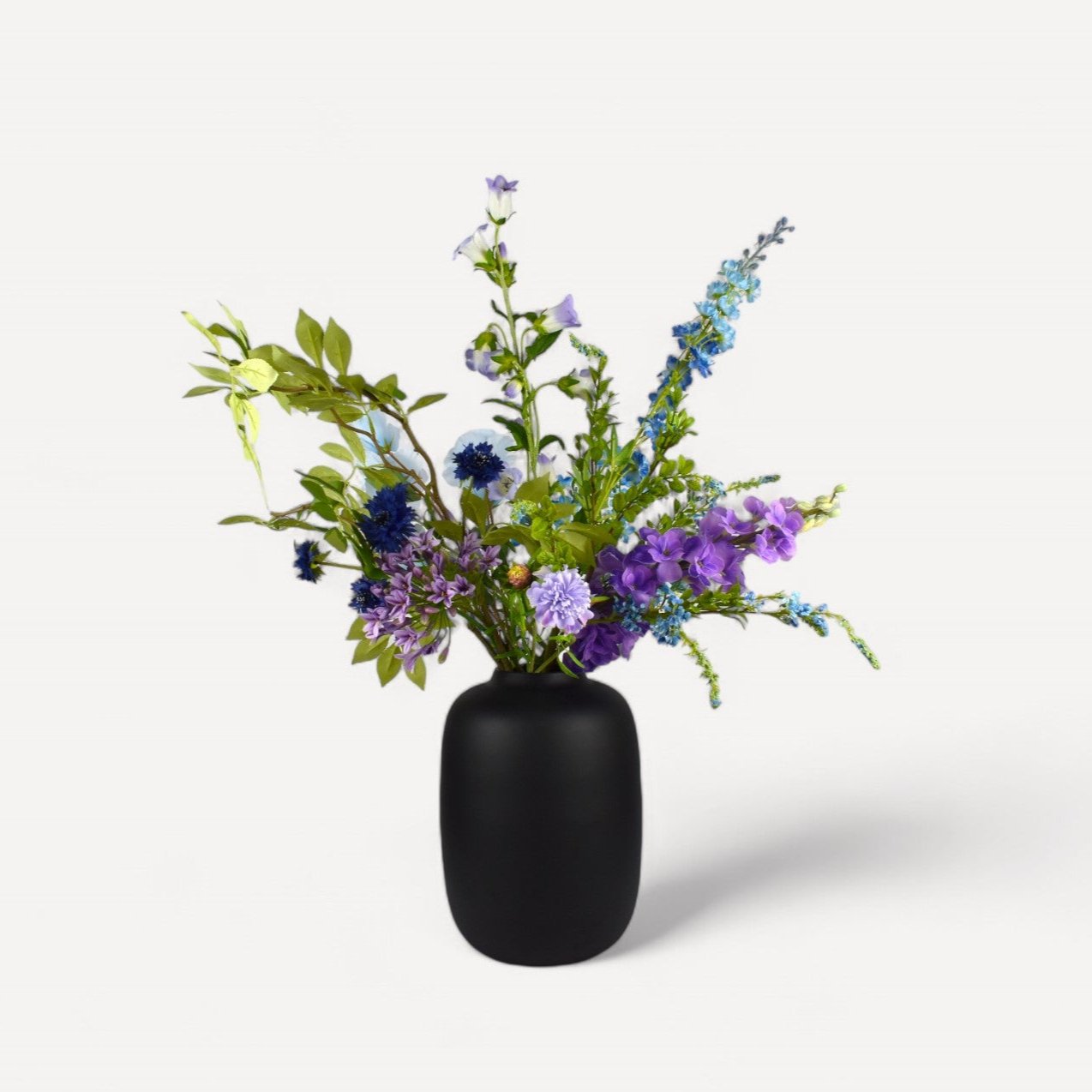 paars blauw zijden bloemen boeket middelgroot