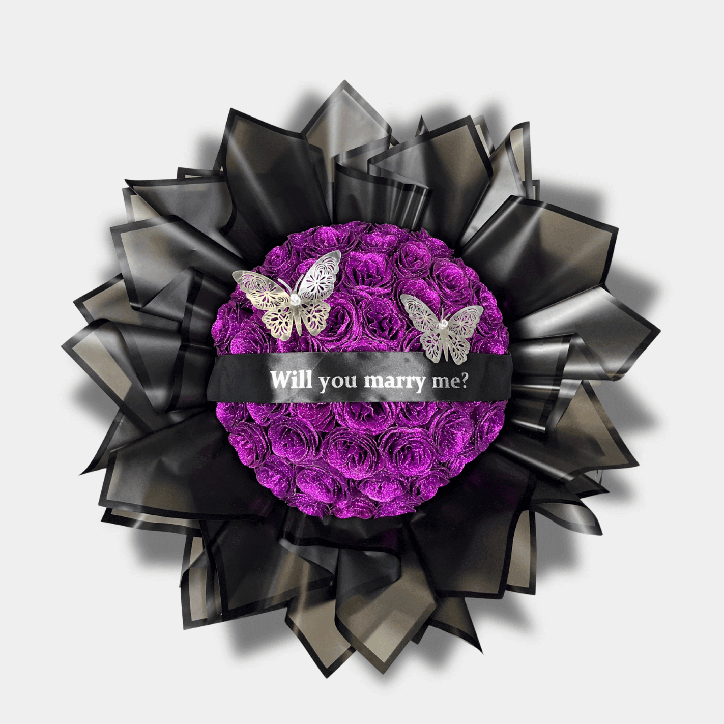 Glitzernder Rosenstrauß | Lila